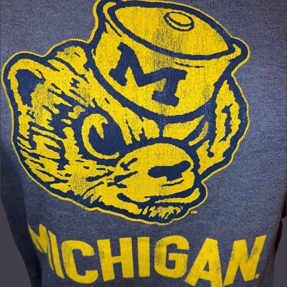 NWT Michigan Wolverines Women's Cowlneck Pullover Hoodie - Charcoal/Navy XL - Picture 2 of 4